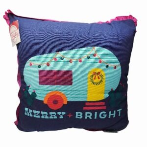 Destination Holiday‎ Christmas Throw Pillow Holiday Camper Design 14" Square